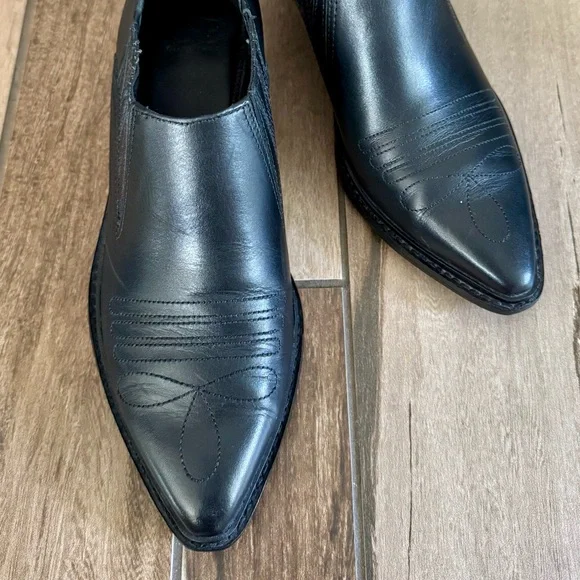 GIANNI BINI Let’s Dance Embroidered Leather Western Booties, Black sz. 8M - Picture 11 of 14